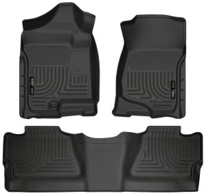 Chevrolet Silverado Floor Liners - Front + Rear - Husky Liners - WeatherBeater Combo, Crew Cab, Front + 2nd Row - Black - `07-`12
